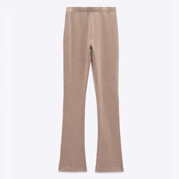 NWT Zara Washed Effect Leggings Tan Size: M - Picture 1 of 5